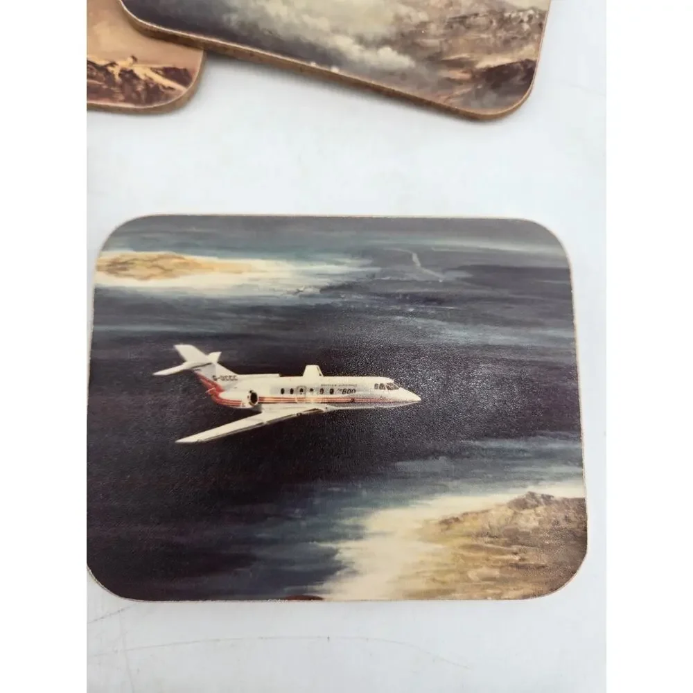 4 Vintage 50 Years of Business Aircraft Coasters From British Aerospace